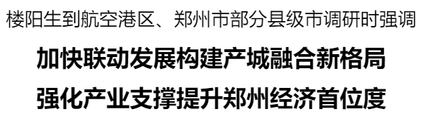 樓陽生到航空港區(qū)、鄭州市部分縣級市調(diào)研