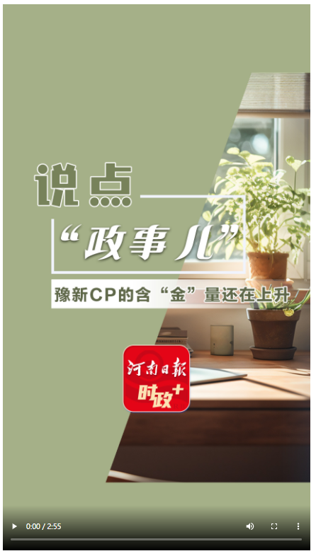 說點(diǎn)政事兒丨豫新CP的含“金”量還在上升